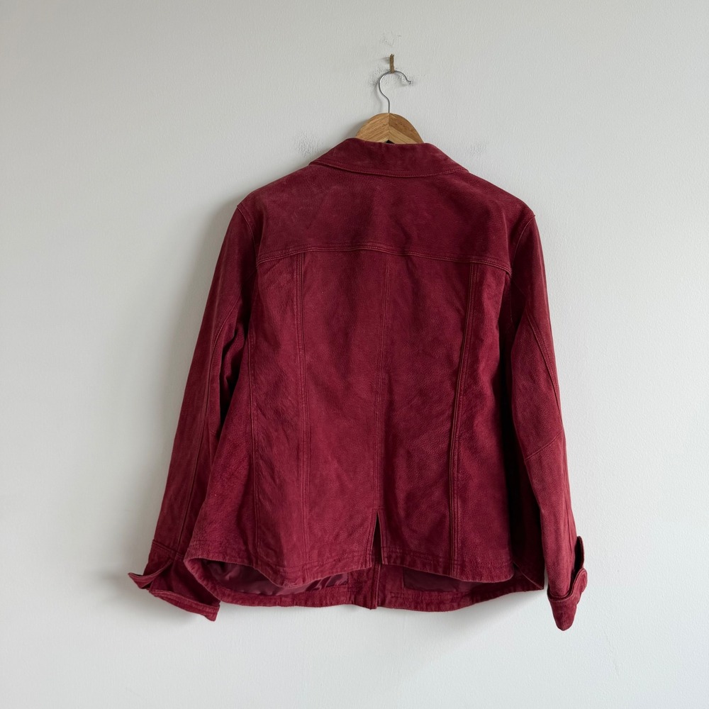 Vintage Maroon Suede Silver Snap Front Suede Jacket - Picture 12 of 14